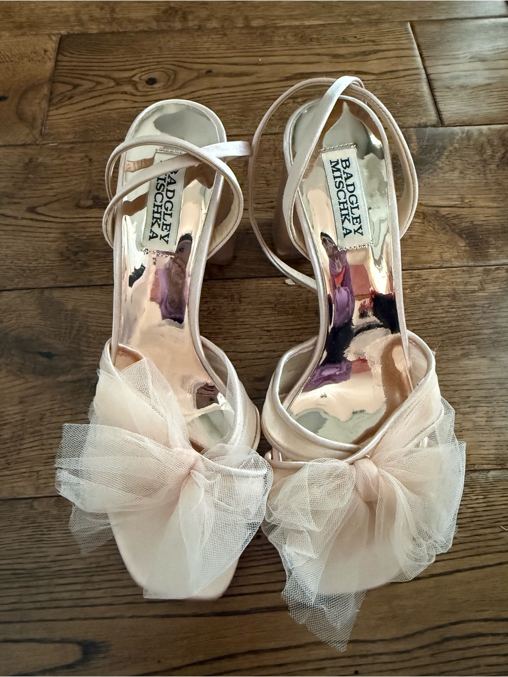 Badgley Mischka Tess Block Heels Wedding Bridal Size 7 1/2 - Picture 4 of 8